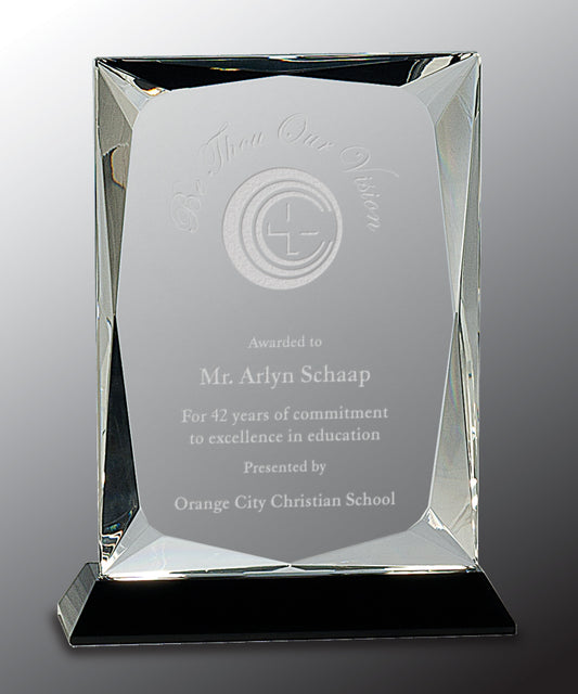 Clear Crystal Rectangle on Black Base