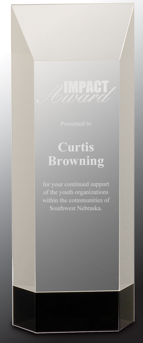 Clear Crystal Self-Standing Rectangle on Black Base