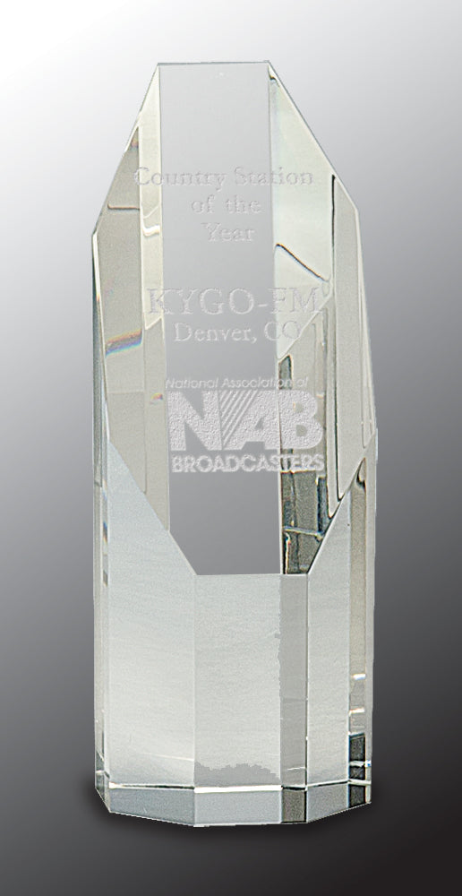 Clear Octagon Slant-Top Crystal Tower