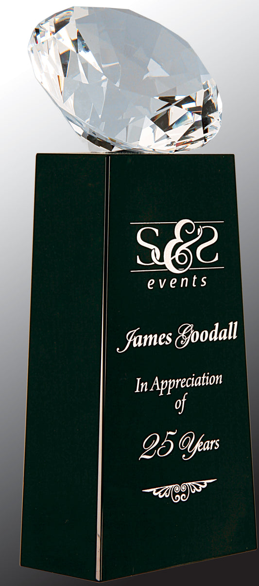 Crystal Diamond on Black Crystal Pedestal