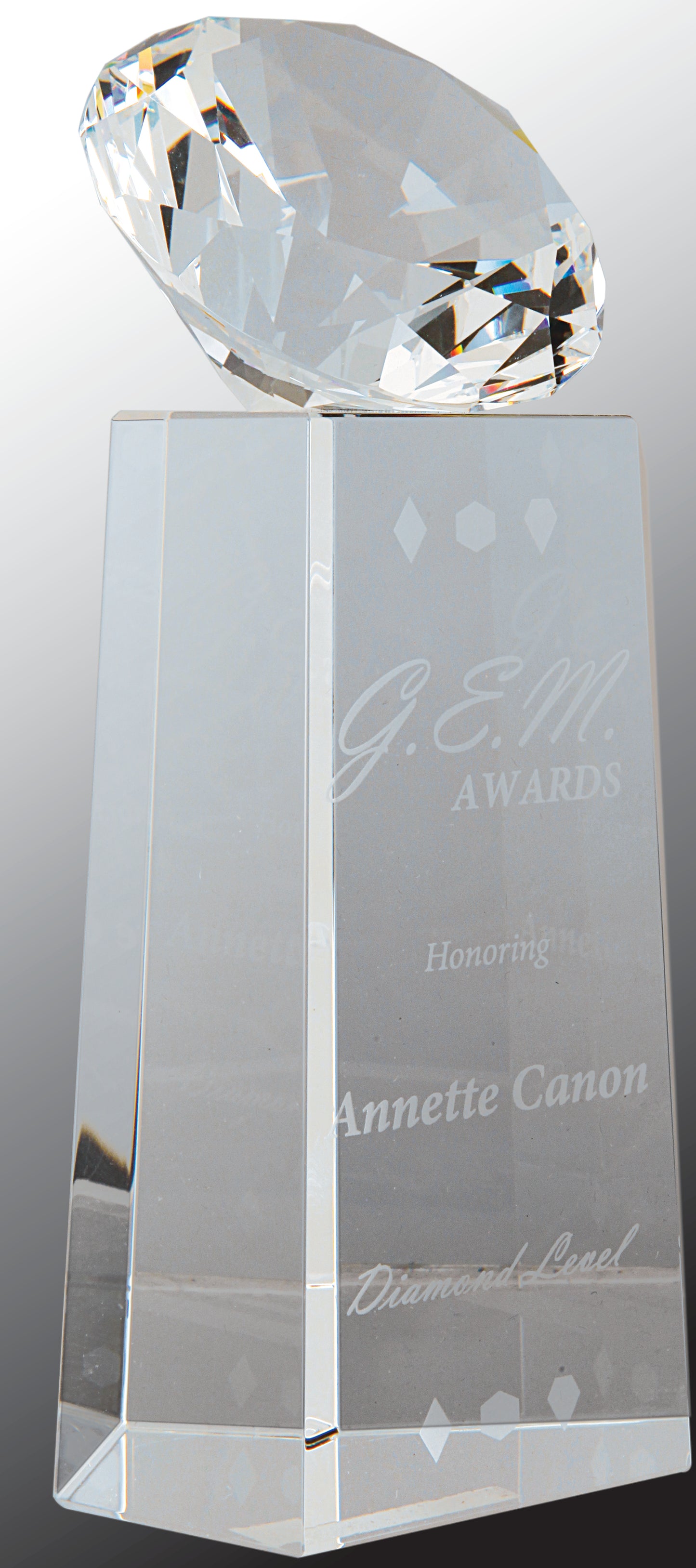 Crystal Diamond on Clear Crystal Pedestal