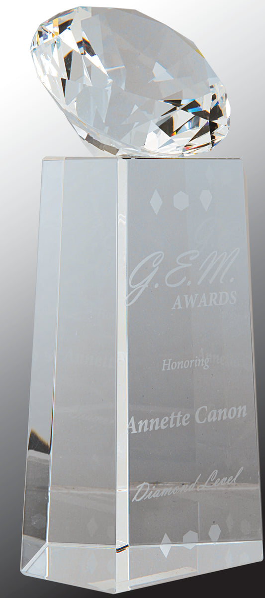 Crystal Diamond on Clear Crystal Pedestal