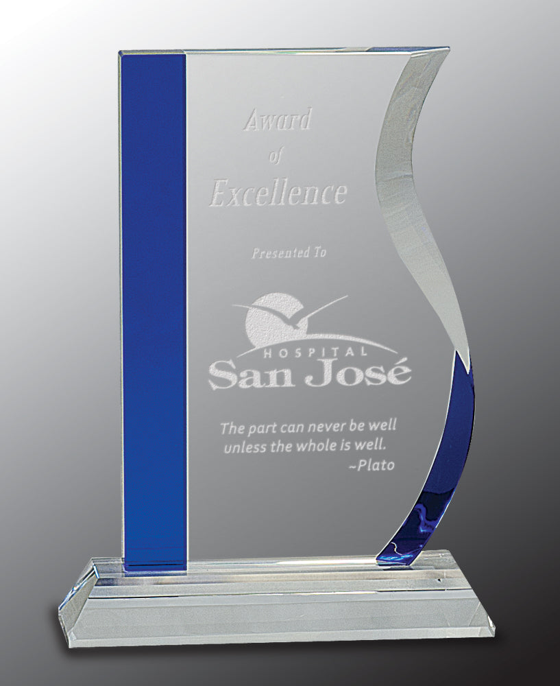 Blue Edge Crystal Wave on Clear Base