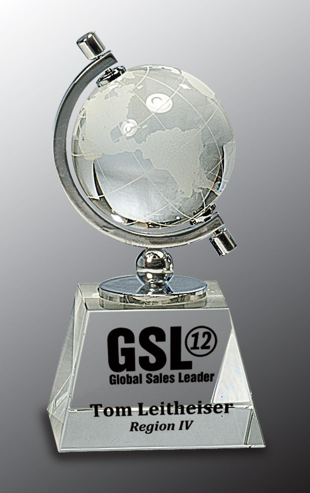 Crystal Spinning Globe on Clear Base