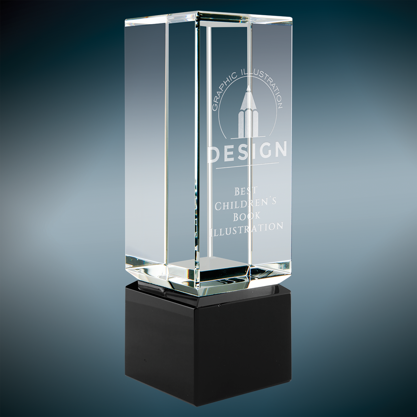 Clear Crystal Block on Black Crystal Base