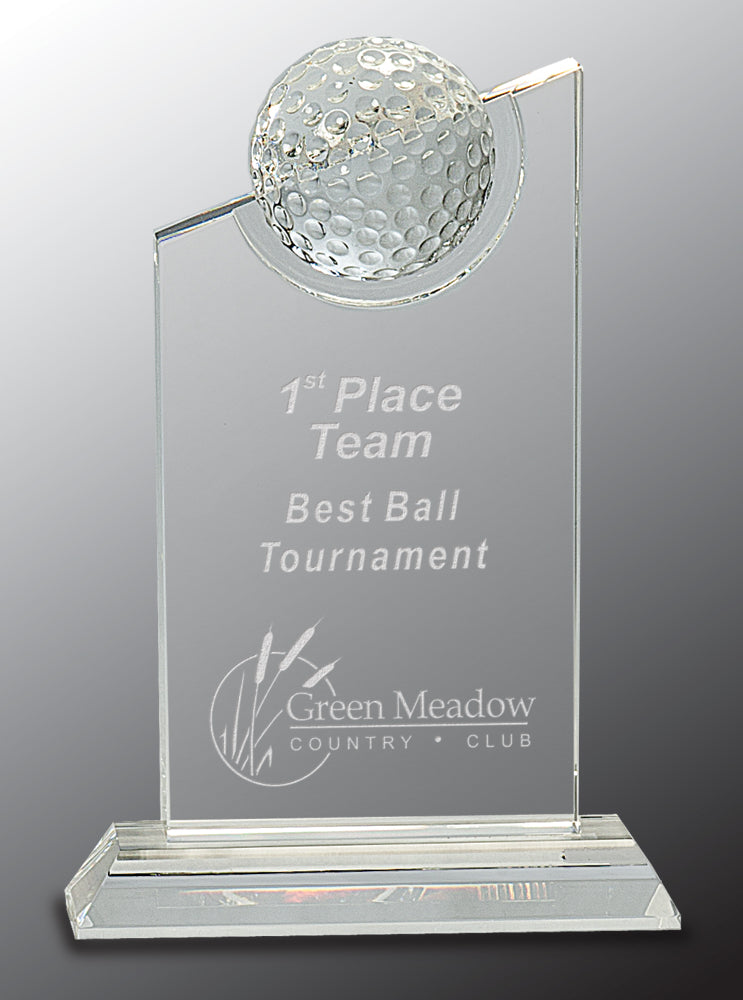 Clear Crystal with Inset Crystal Golf Ball on Clear Base