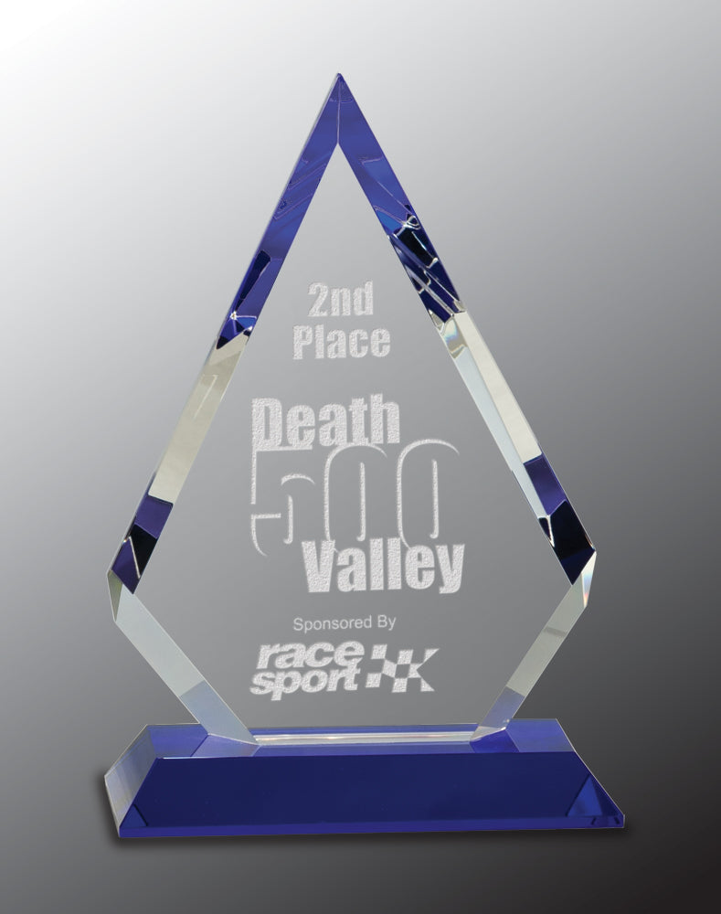 Clear Crystal Diamond on Blue Pedestal Base