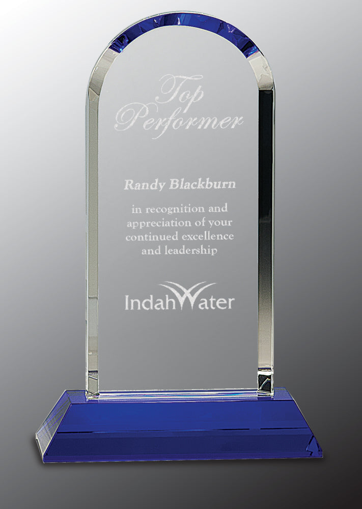 Clear Crystal Dome on Blue Pedestal Base