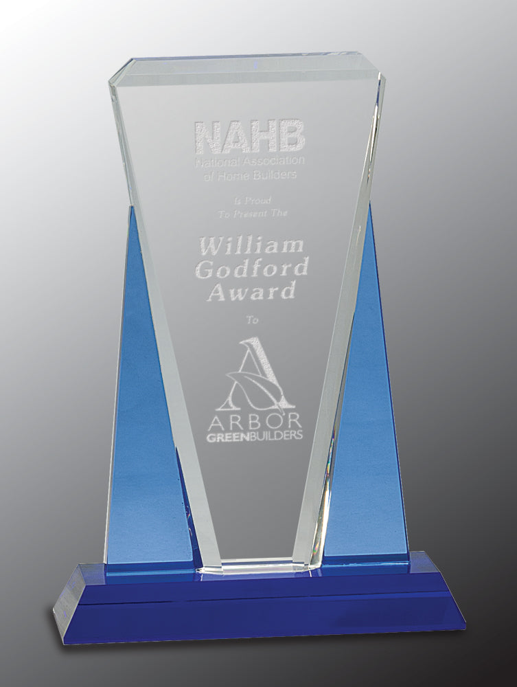 Blue/Clear Wedge Crystal on Blue Pedestal Base