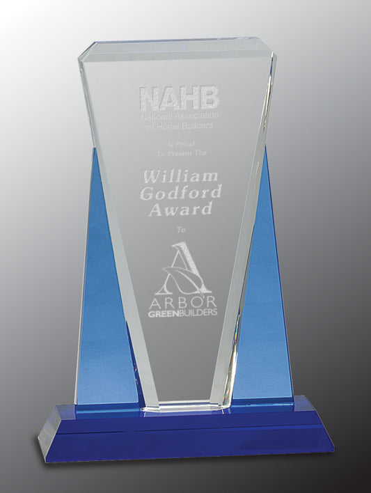 Blue/Clear Wedge Crystal on Blue Pedestal Base