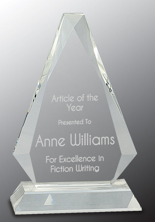 Clear Crystal Triangle on Clear Pedestal Base