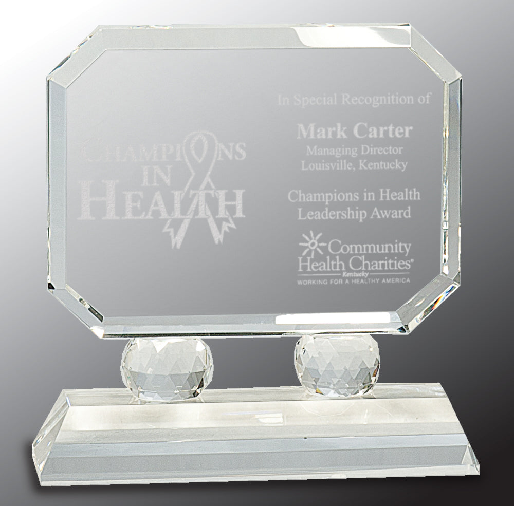 Rectangle Crystal on Clear Pedestal Base