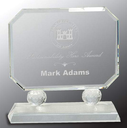 Rectangle Crystal on Clear Pedestal Base