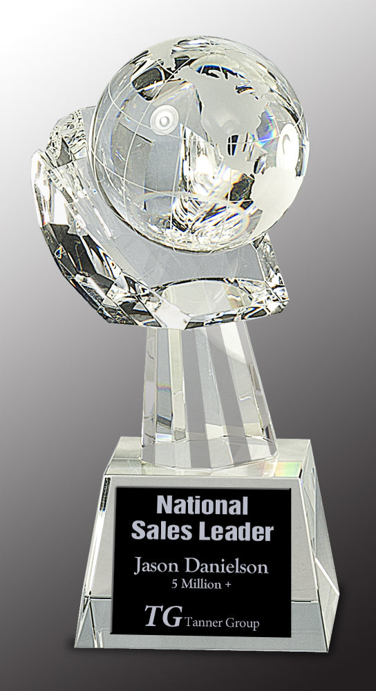 Clear Crystal Globe in Hand