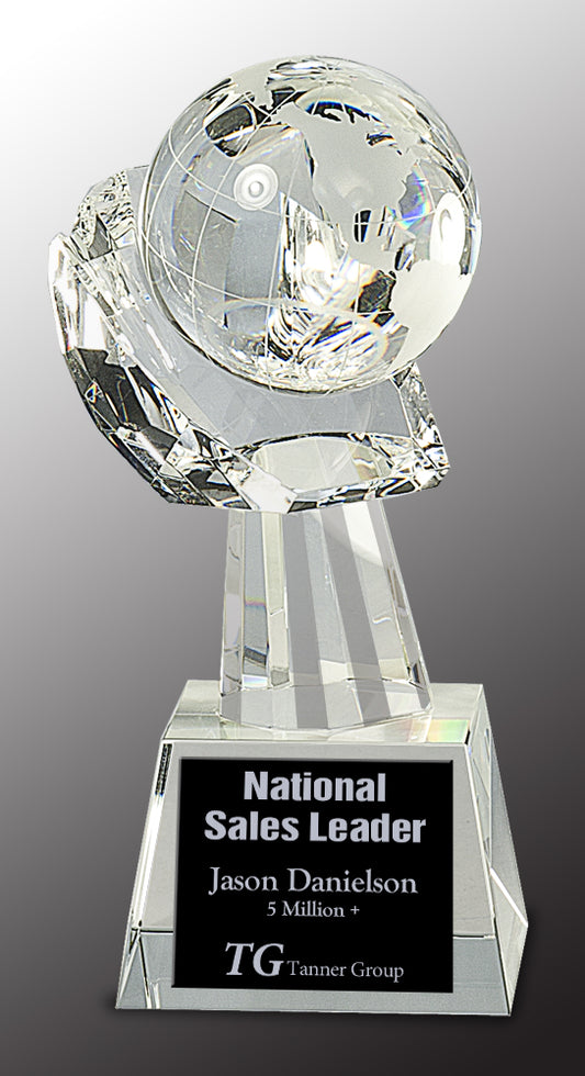 Clear Crystal Globe in Hand