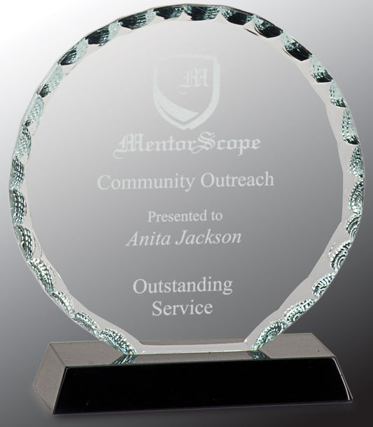 Round Facet Glass on Black Base