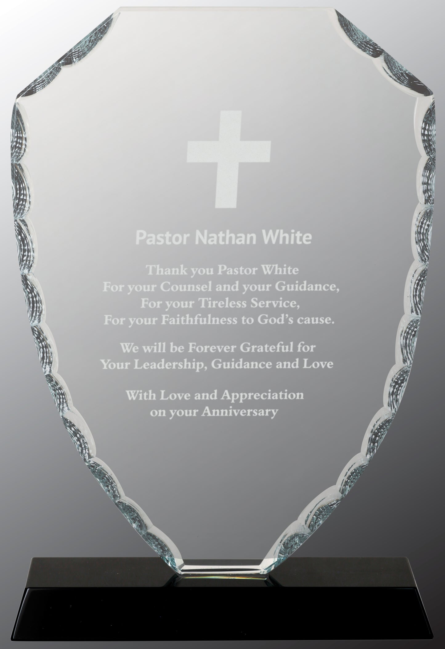 Shield Facet Glass on Black Base