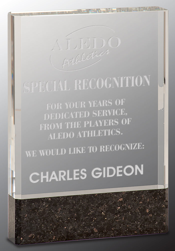 Clear Fusion Crystal Award with Genuine Black Marble