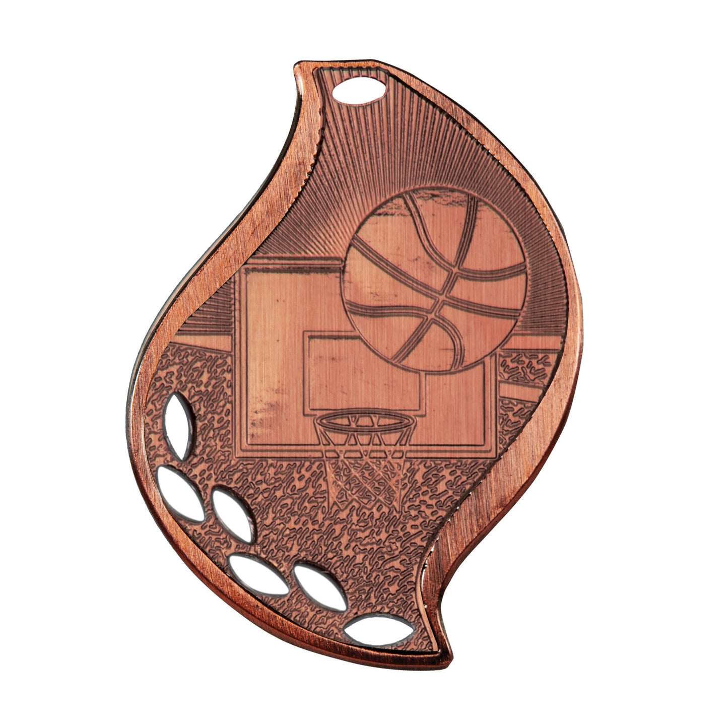 2 1/4" Basketball Laserable Flame Medal