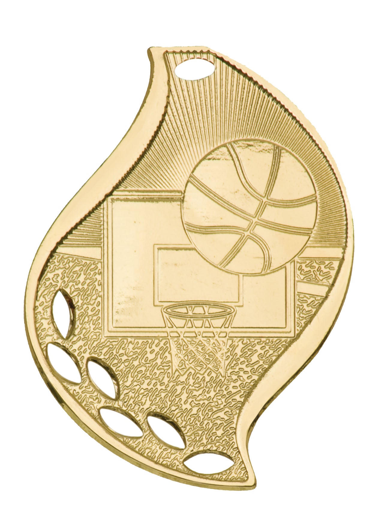 2 1/4" Basketball Laserable Flame Medal