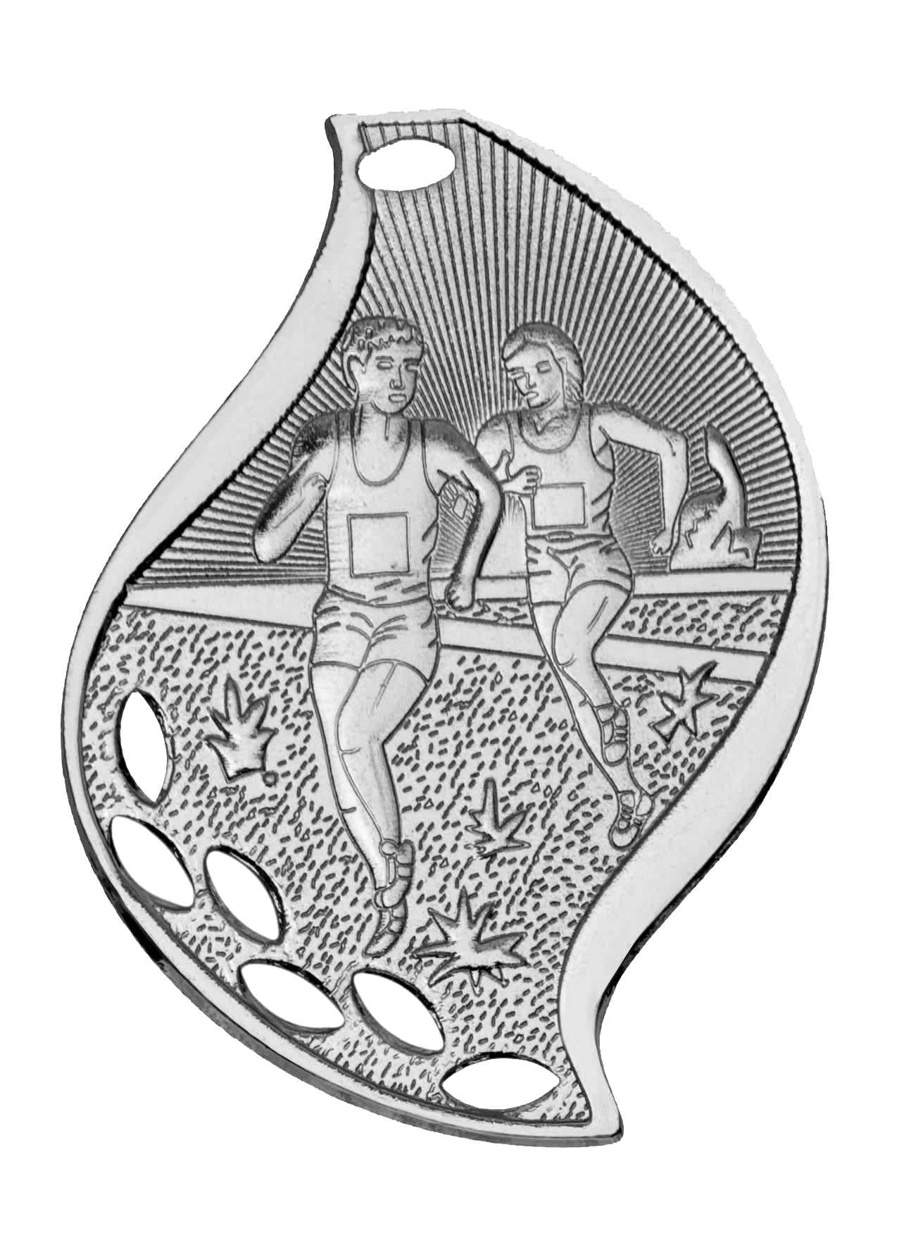 2 1/4" Cross Country Laserable Flame Medal