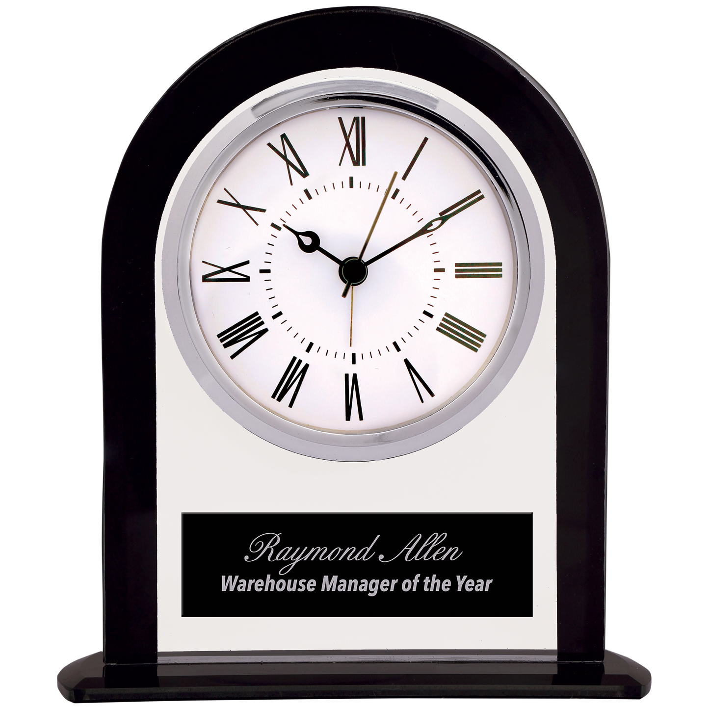 Black/Clear Glass Arch Clock