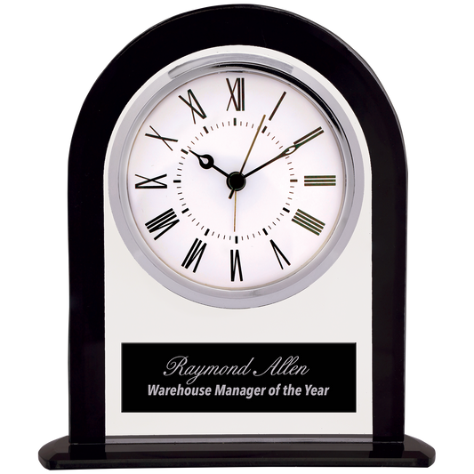 Black/Clear Glass Arch Clock