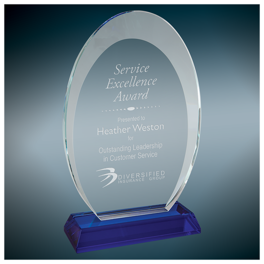 Oval Halo Glass with Blue Base