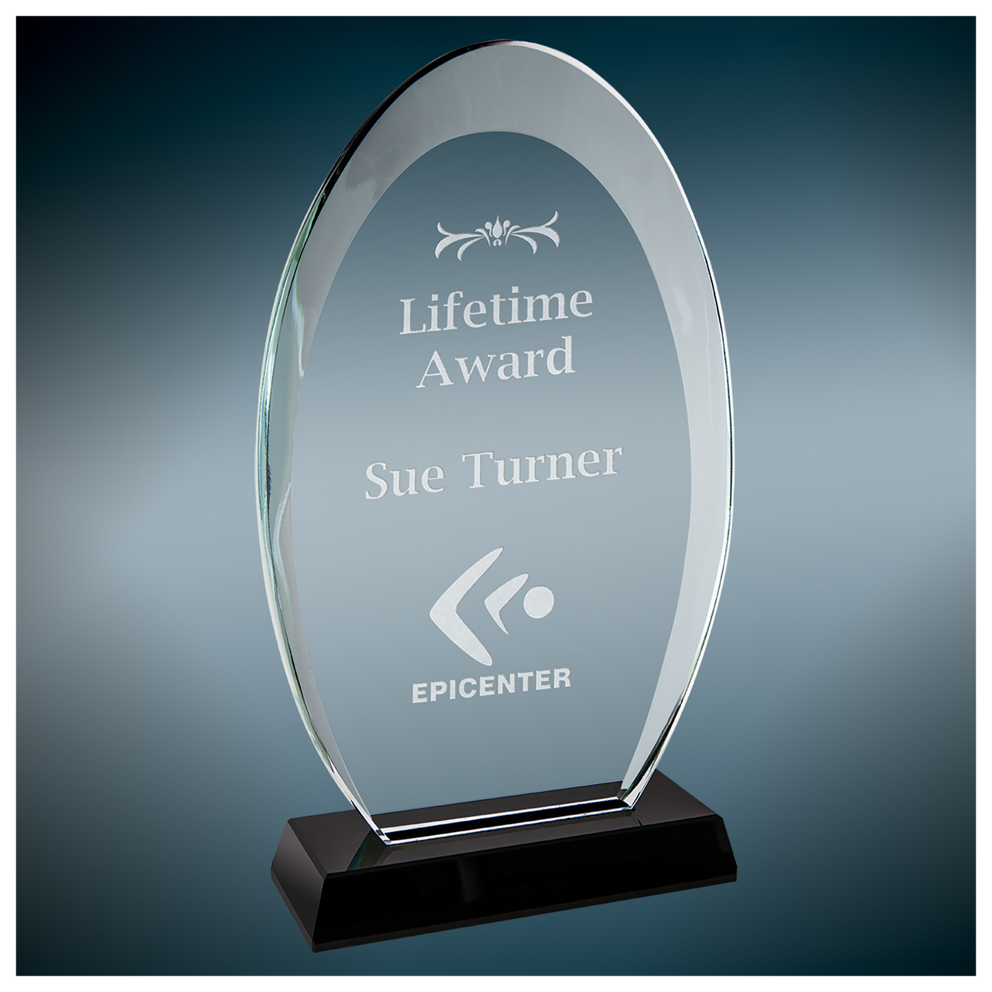 Oval Halo Glass with Black Base