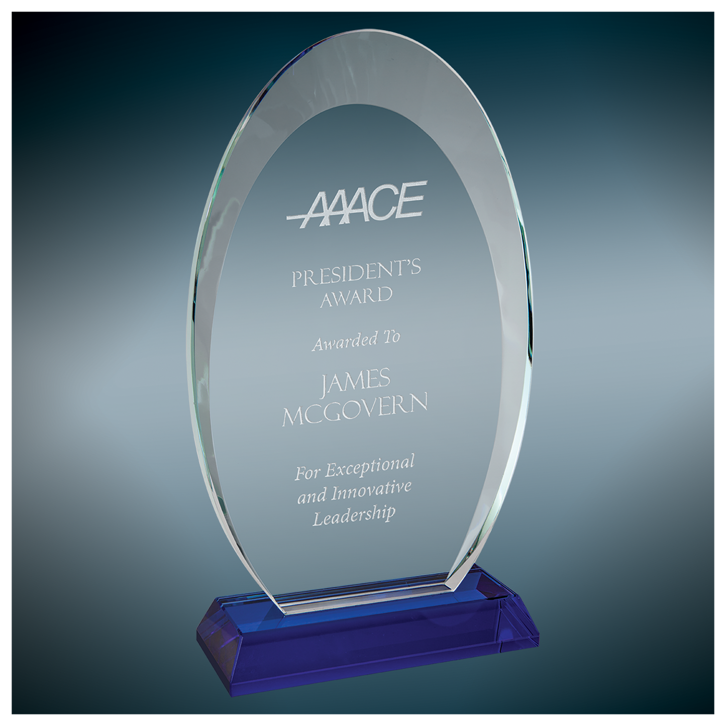 Oval Halo Glass with Blue Base