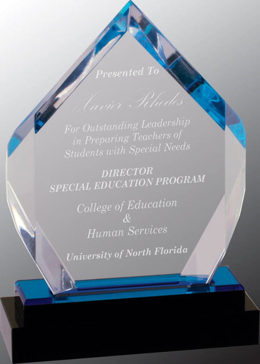 Blue Fusion Diamond Impress Acrylic with Black Glass Base