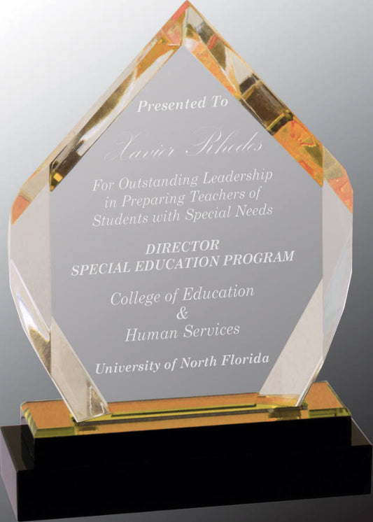 Gold Fusion Diamond Impress Acrylic with Black Glass Base