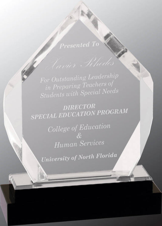 Silver Fusion Diamond Impress Acrylic with Black Glass Base