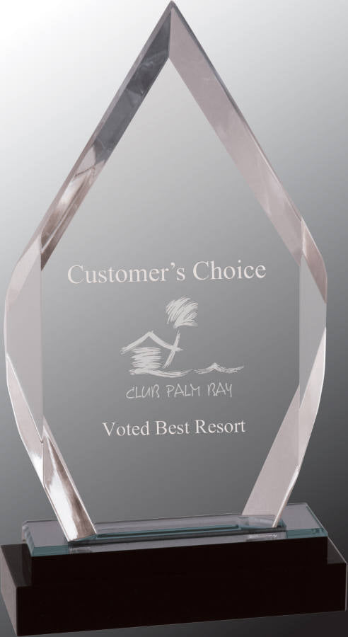 Silver Fusion Diamond Impress Acrylic with Black Glass Base