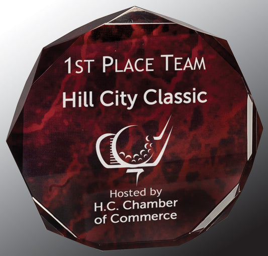 Red Marble Octagon Acrylic Award