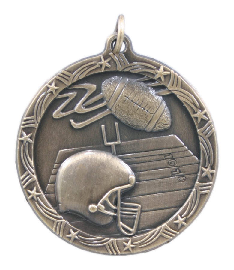 1 3/4" Football Shooting Star Medal