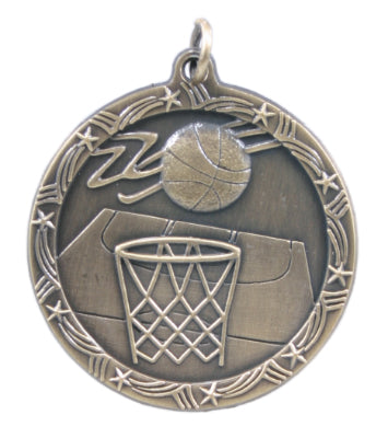 1 3/4" Basketball Shooting Star Medal