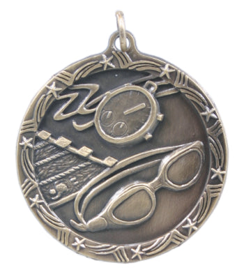 1 3/4" Swimming Shooting Star Medal