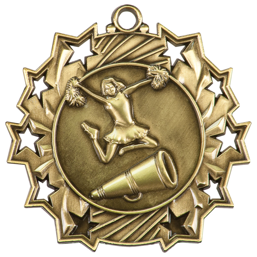 2 1/4" Cheer Ten Star Medal