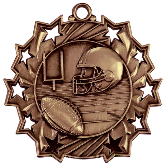 2 1/4" Football Ten Star Medal
