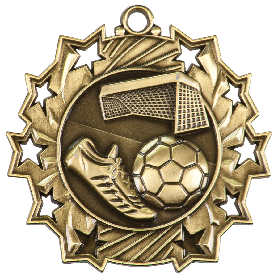 2 1/4" Soccer Ten Star Medal