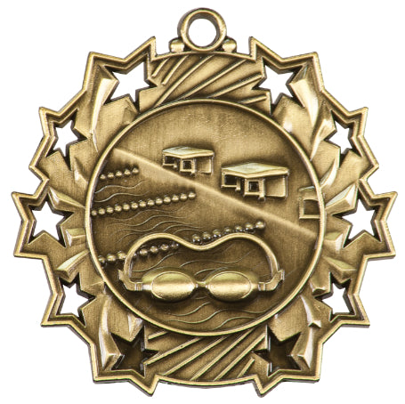 2 1/4" Swimming Ten Star Medal