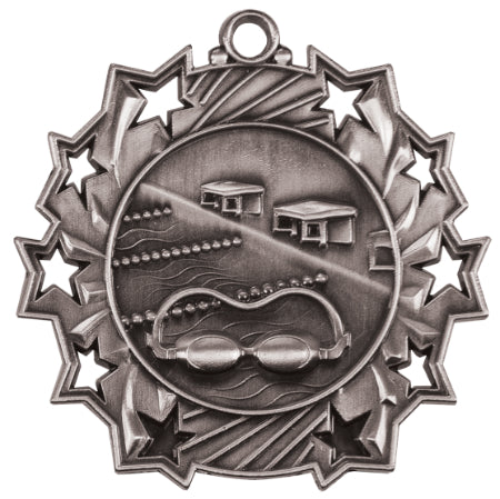 2 1/4" Swimming Ten Star Medal