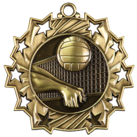 2 1/4" Volleyball Ten Star Medal