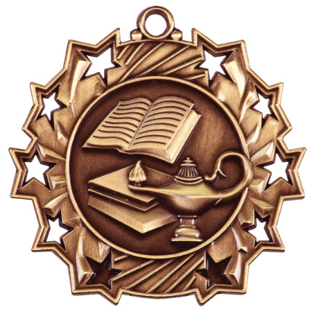 2 1/4" Lamp of Knowledge Ten Star Medal