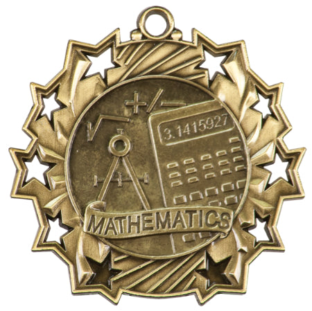 2 1/4" Math Ten Star Medal