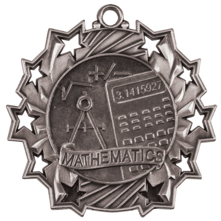 2 1/4" Math Ten Star Medal
