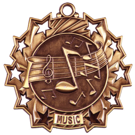 2 1/4" Music Ten Star Medal