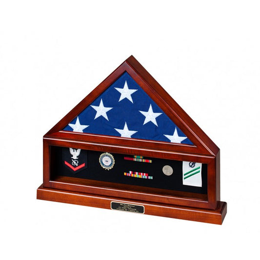 Flag Case/Shadow Box Combo with base for Memorial flag