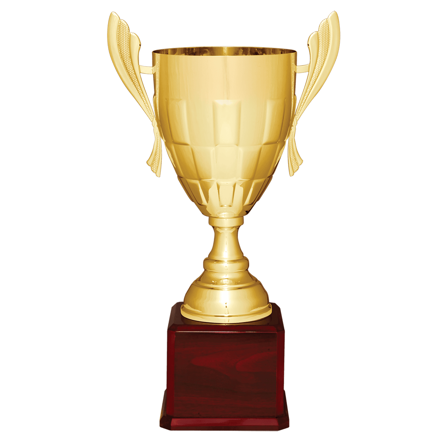 Gold Metal Cup Trophy on Rosewood Piano Finish Base
